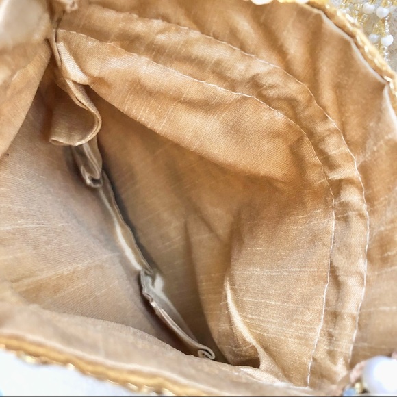 Vintage Victorian Renaissance faire pearl drawstring purse - Picture 5 of 6